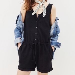Madewell button down drawstring black romper!